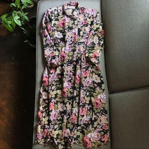 {vintage} bold floral maxi shirt dress